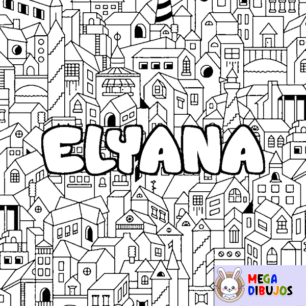 Coloraci&oacute;n del nombre ELYANA - decorado ciudad