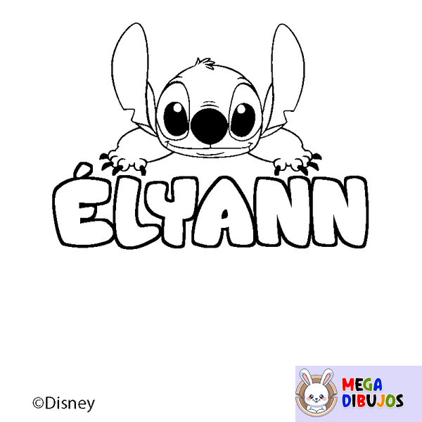 Coloraci&oacute;n del nombre &Eacute;LYANN - decorado Stitch