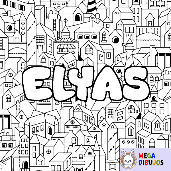 Coloraci&oacute;n del nombre ELYAS - decorado ciudad