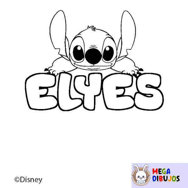 Coloraci&oacute;n del nombre ELYES - decorado Stitch