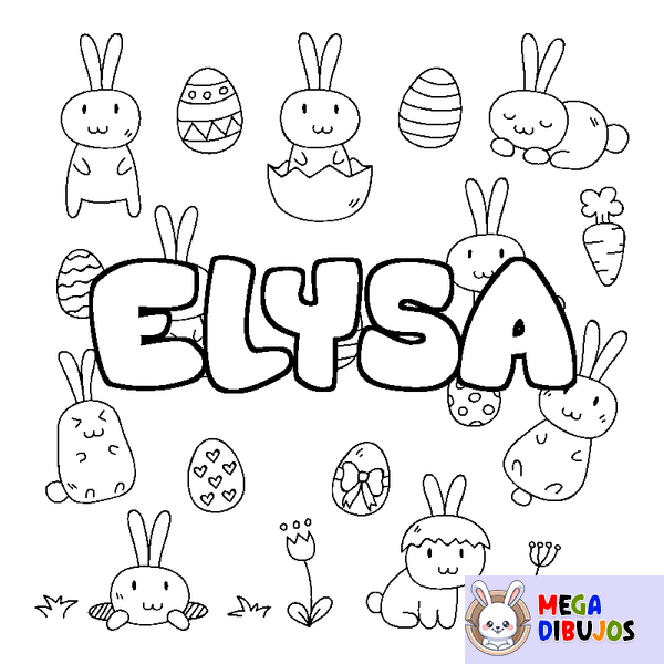 Coloraci&oacute;n del nombre ELYSA - decorado Pascua