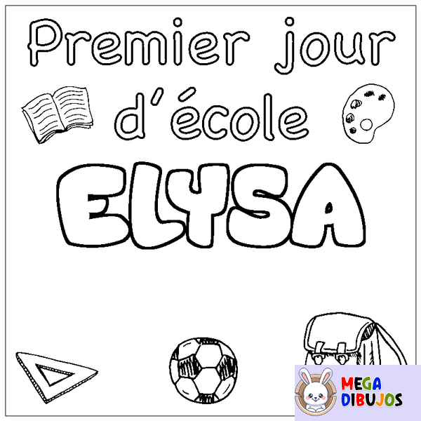 Coloraci&oacute;n del nombre ELYSA - decorado primer d&iacute;a de escuela