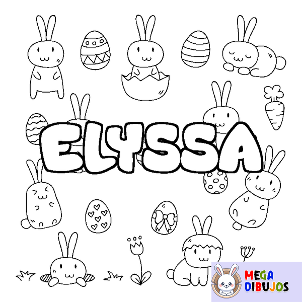 Coloraci&oacute;n del nombre ELYSSA - decorado Pascua