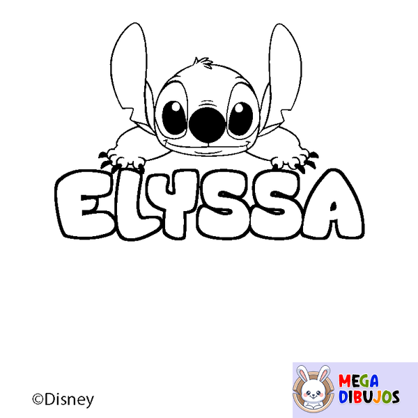 Coloraci&oacute;n del nombre ELYSSA - decorado Stitch