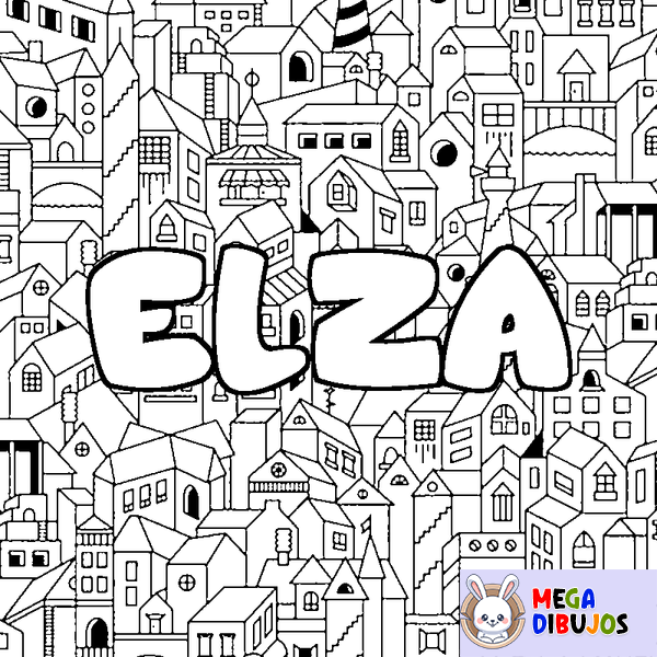 Coloraci&oacute;n del nombre ELZA - decorado ciudad