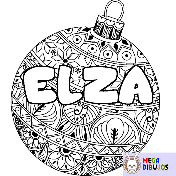 Coloraci&oacute;n del nombre ELZA - decorado bola de Navidad