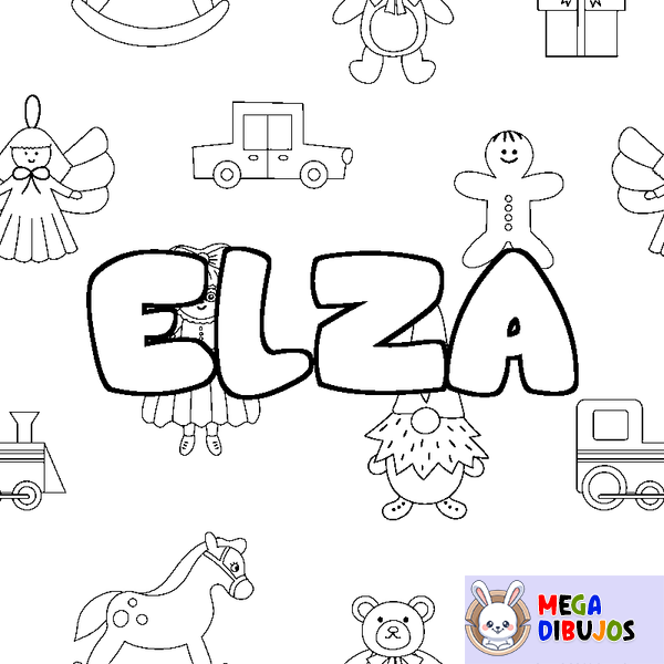 Coloraci&oacute;n del nombre ELZA - decorado juguetes