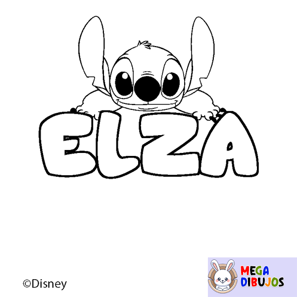 Coloraci&oacute;n del nombre ELZA - decorado Stitch