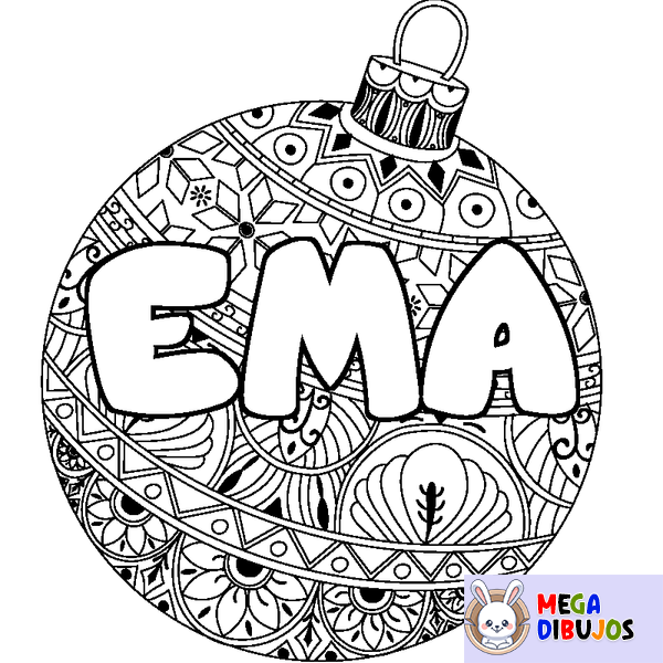 Coloraci&oacute;n del nombre EMA - decorado bola de Navidad