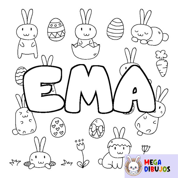 Coloraci&oacute;n del nombre EMA - decorado Pascua