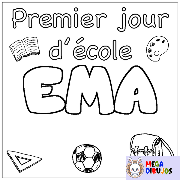 Coloraci&oacute;n del nombre EMA - decorado primer d&iacute;a de escuela