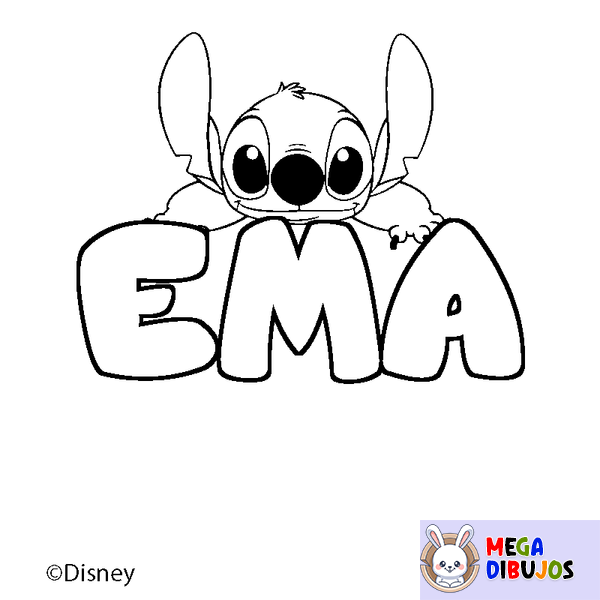 Coloraci&oacute;n del nombre EMA - decorado Stitch