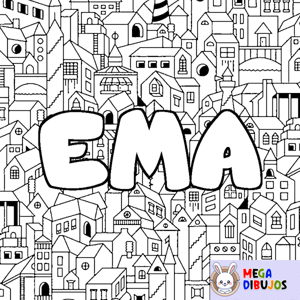 Coloraci&oacute;n del nombre EMA - decorado ciudad