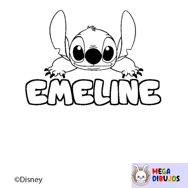 Coloraci&oacute;n del nombre EMELINE - decorado Stitch