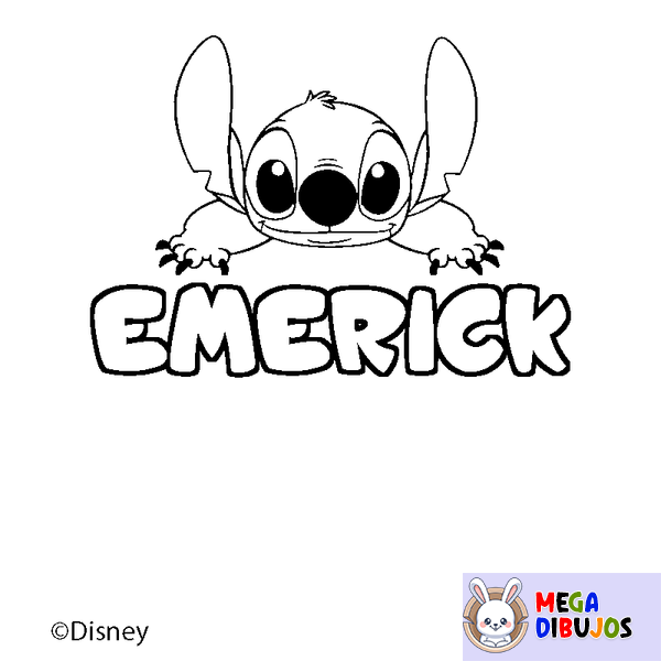 Coloraci&oacute;n del nombre EMERICK - decorado Stitch