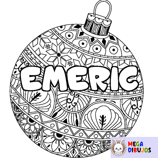 Coloraci&oacute;n del nombre EMERIC - decorado bola de Navidad