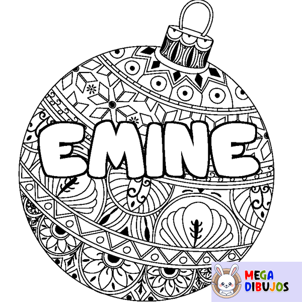 Coloraci&oacute;n del nombre EMINE - decorado bola de Navidad