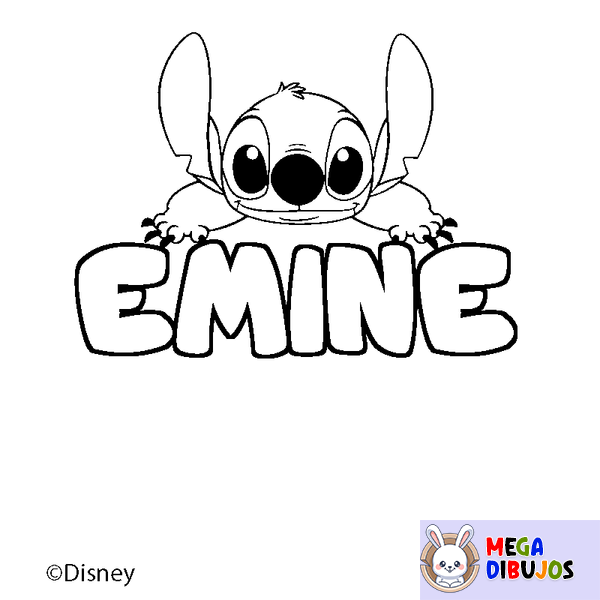Coloraci&oacute;n del nombre EMINE - decorado Stitch