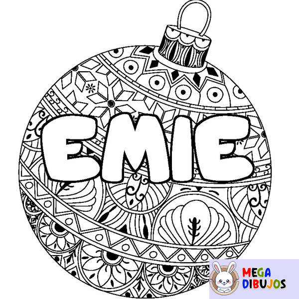 Coloraci&oacute;n del nombre EMIE - decorado bola de Navidad