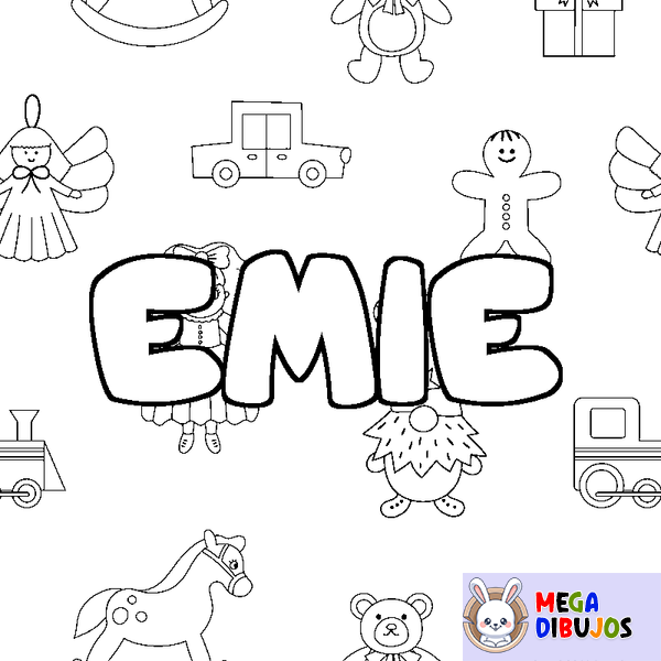 Coloraci&oacute;n del nombre EMIE - decorado juguetes