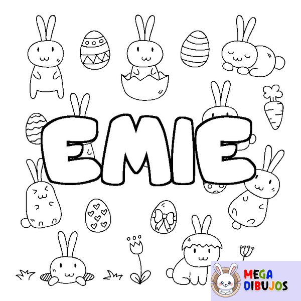Coloraci&oacute;n del nombre EMIE - decorado Pascua