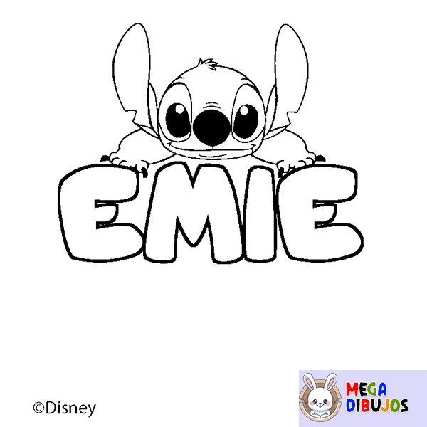 Coloraci&oacute;n del nombre EMIE - decorado Stitch