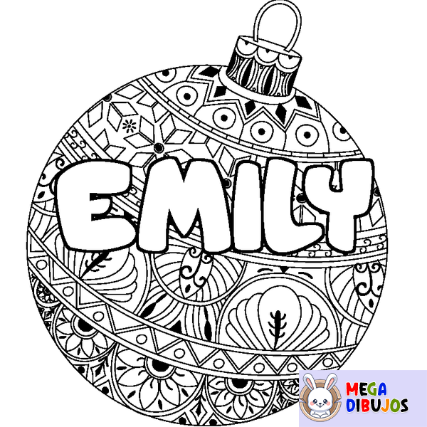 Coloraci&oacute;n del nombre EMILY - decorado bola de Navidad