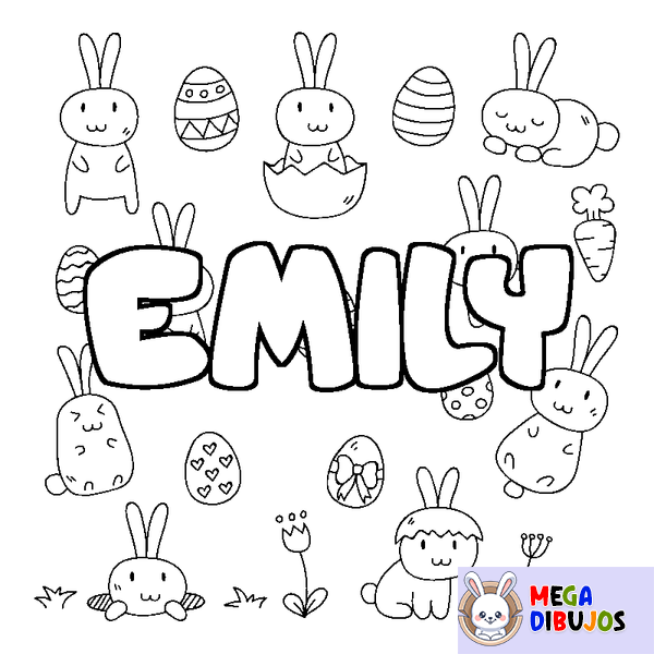 Coloraci&oacute;n del nombre EMILY - decorado Pascua
