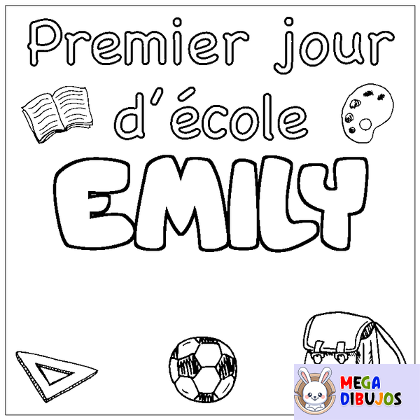 Coloraci&oacute;n del nombre EMILY - decorado primer d&iacute;a de escuela