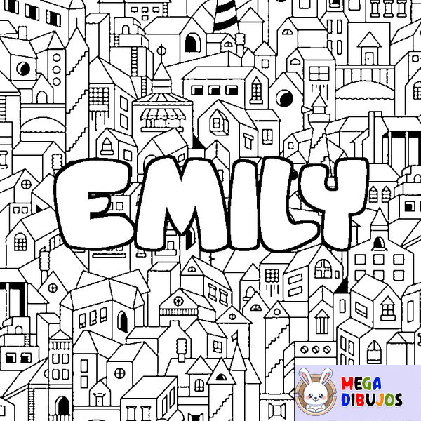 Coloraci&oacute;n del nombre EMILY - decorado ciudad