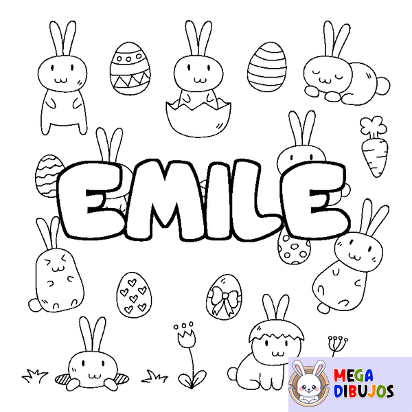Coloraci&oacute;n del nombre EMILE - decorado Pascua