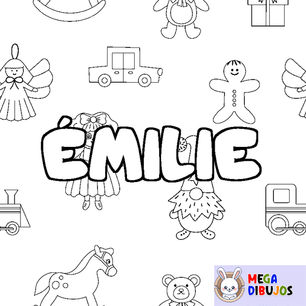 Coloraci&oacute;n del nombre &Eacute;MILIE - decorado juguetes
