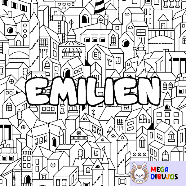 Coloraci&oacute;n del nombre EMILIEN - decorado ciudad