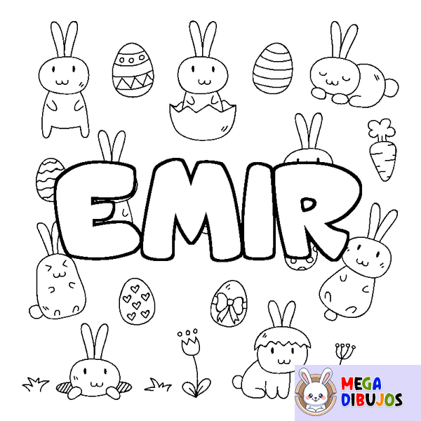 Coloraci&oacute;n del nombre EMIR - decorado Pascua