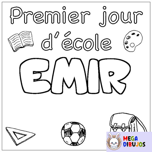Coloraci&oacute;n del nombre EMIR - decorado primer d&iacute;a de escuela
