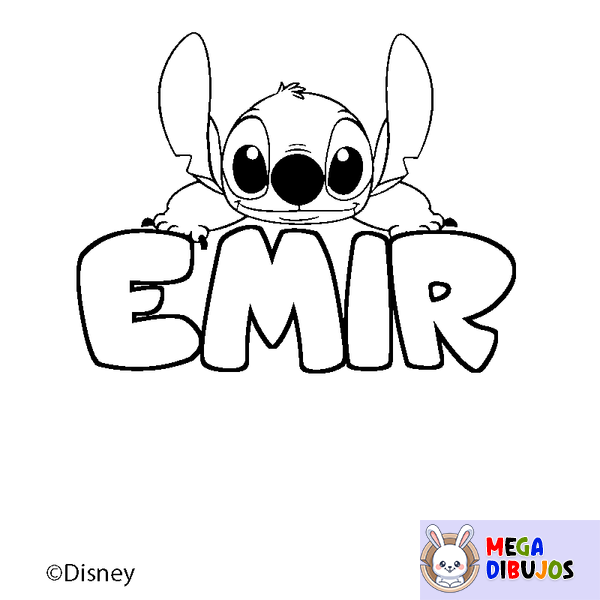 Coloraci&oacute;n del nombre EMIR - decorado Stitch