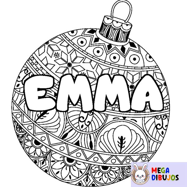 Coloraci&oacute;n del nombre EMMA - decorado bola de Navidad