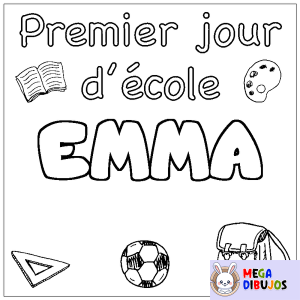 Coloraci&oacute;n del nombre EMMA - decorado primer d&iacute;a de escuela