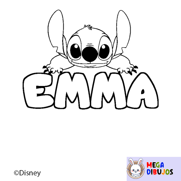 Coloraci&oacute;n del nombre EMMA - decorado Stitch