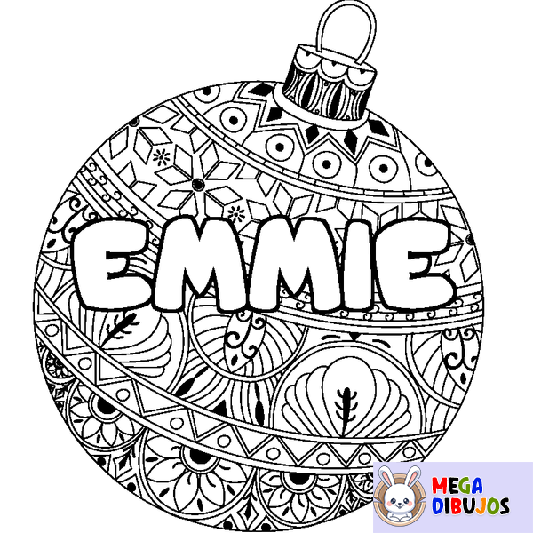 Coloraci&oacute;n del nombre EMMIE - decorado bola de Navidad