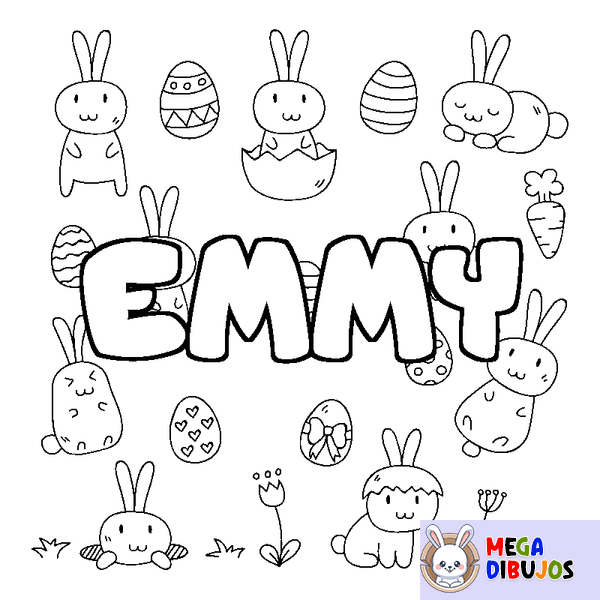 Coloraci&oacute;n del nombre EMMY - decorado Pascua
