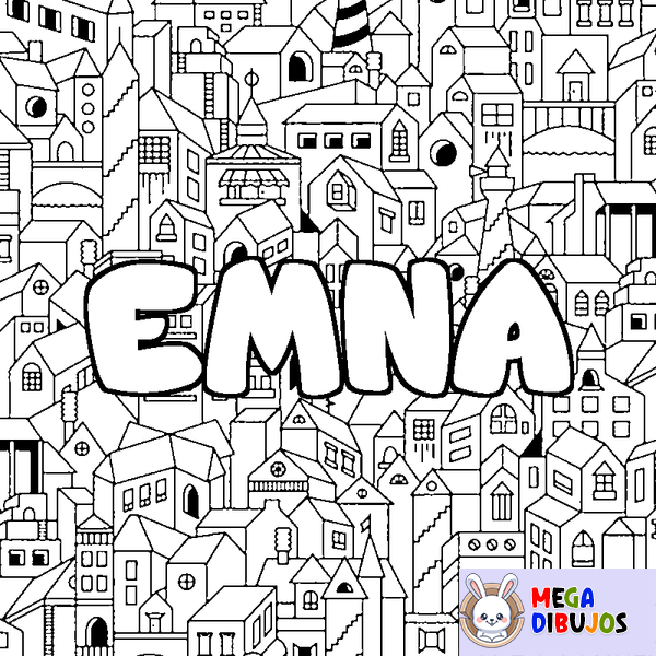 Coloraci&oacute;n del nombre EMNA - decorado ciudad