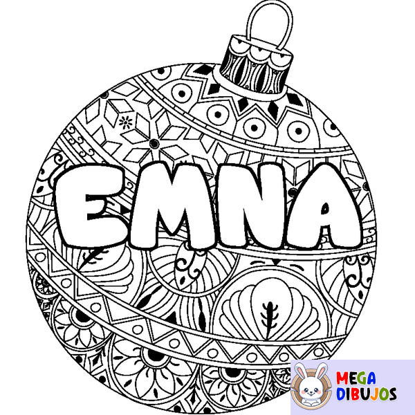 Coloraci&oacute;n del nombre EMNA - decorado bola de Navidad