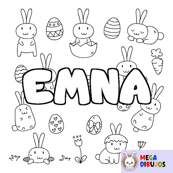 Coloraci&oacute;n del nombre EMNA - decorado Pascua