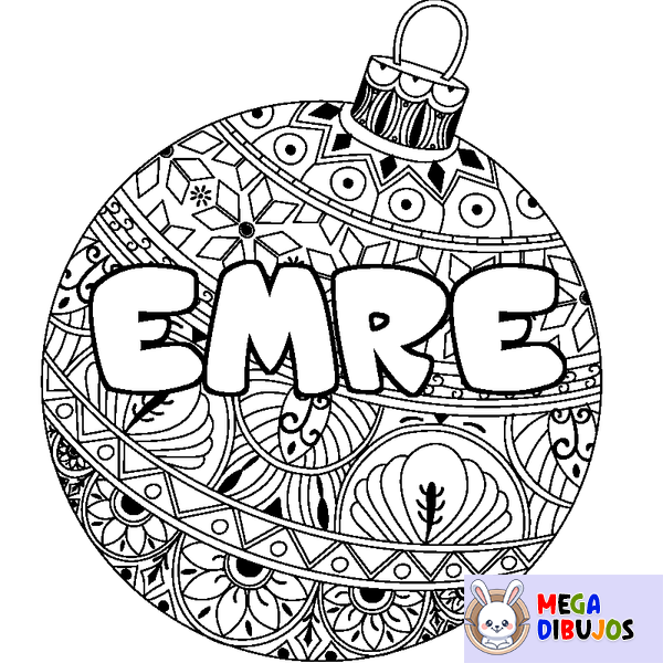 Coloraci&oacute;n del nombre EMRE - decorado bola de Navidad