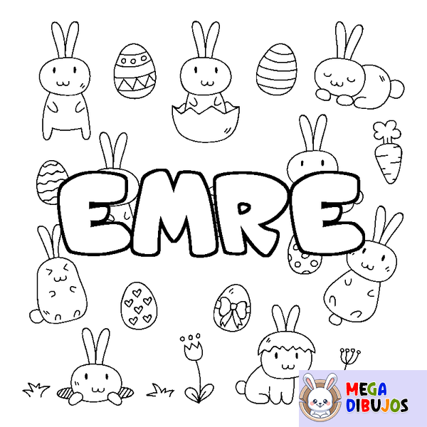 Coloraci&oacute;n del nombre EMRE - decorado Pascua