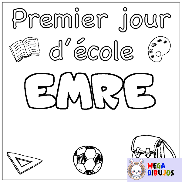 Coloraci&oacute;n del nombre EMRE - decorado primer d&iacute;a de escuela