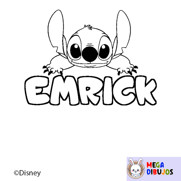 Coloraci&oacute;n del nombre EMRICK - decorado Stitch