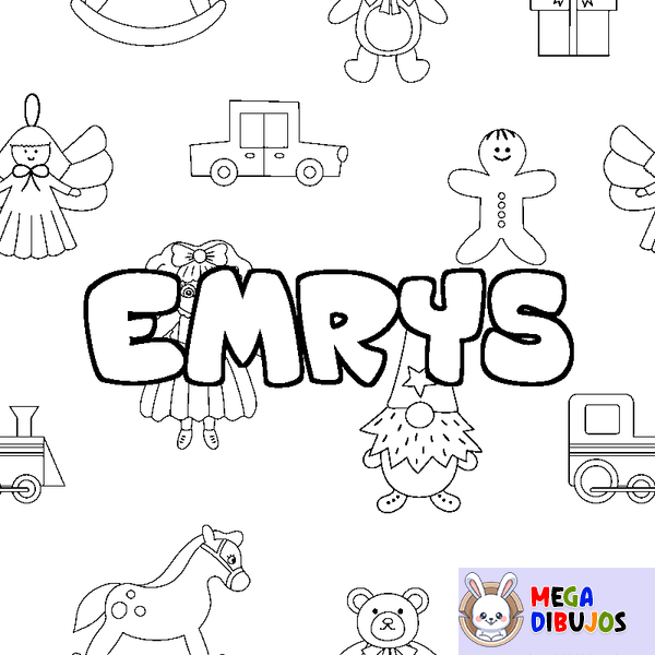 Coloraci&oacute;n del nombre EMRYS - decorado juguetes