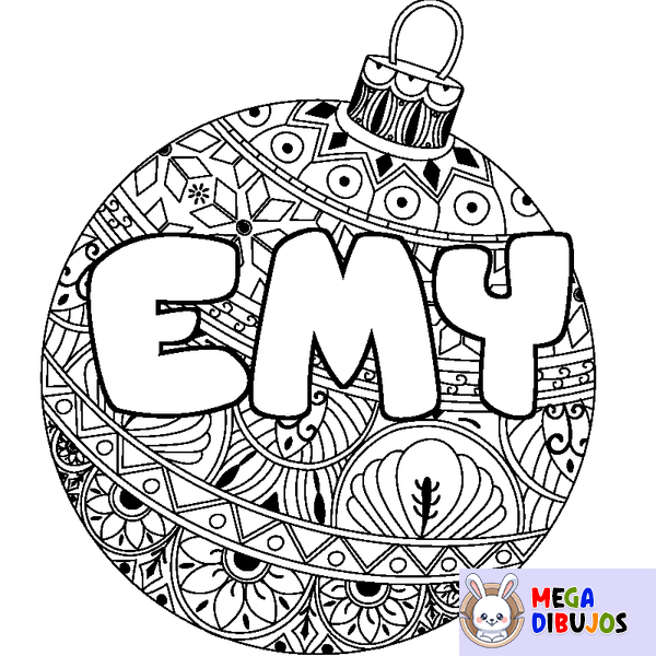 Coloraci&oacute;n del nombre EMY - decorado bola de Navidad